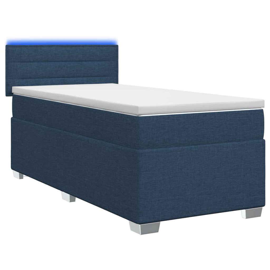 vidaXL Łóżko Box Spring z materacem i LED niebieski 90 x 190 cm