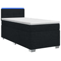 vidaXL Łóżko Box Spring z materacem i LED Czarny 90 x 190 cm tkanina