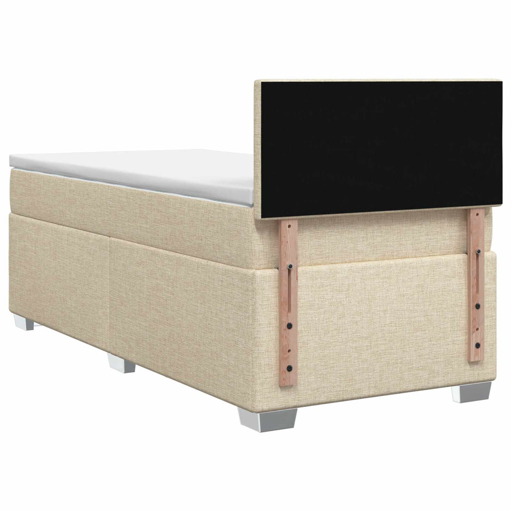 vidaXL Łóżko Box Spring z materacem i LED kremowy 90 x 190 cm tkanina