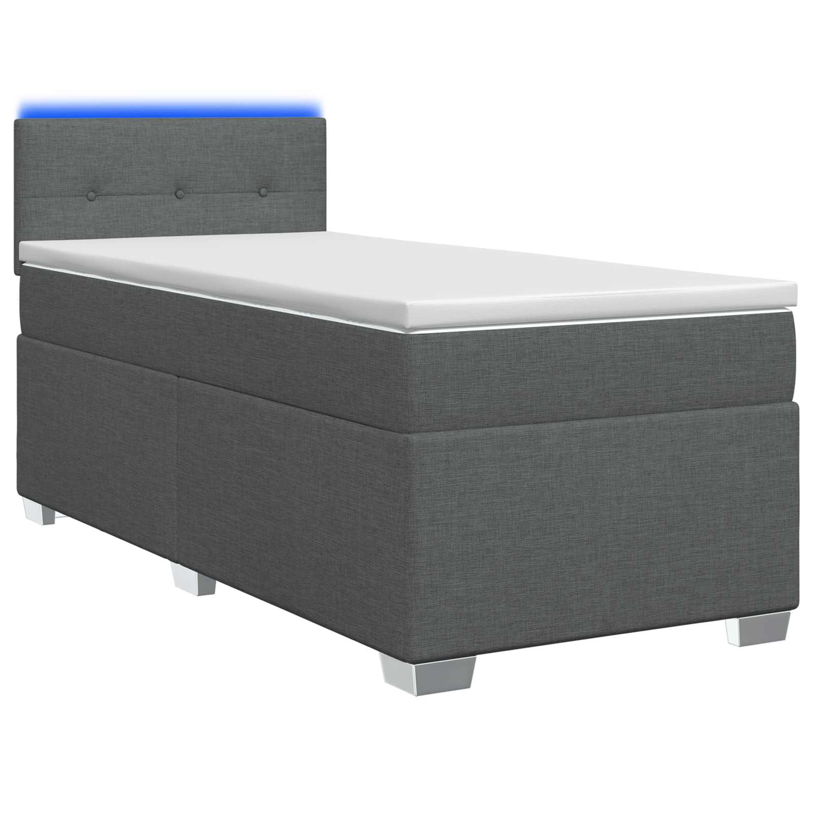vidaXL Łóżko Box Spring z materacem i LED ciemnoszary 90 x 200 cm