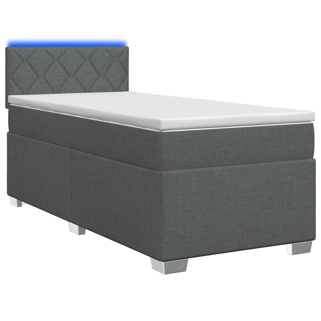 vidaXL Łóżko Box Spring z materacem i LED ciemnoszary 90 x 200 cm