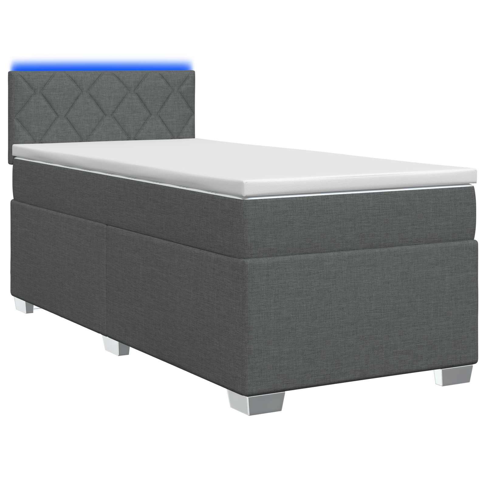 vidaXL Łóżko Box Spring z materacem i LED ciemnoszary 90 x 200 cm