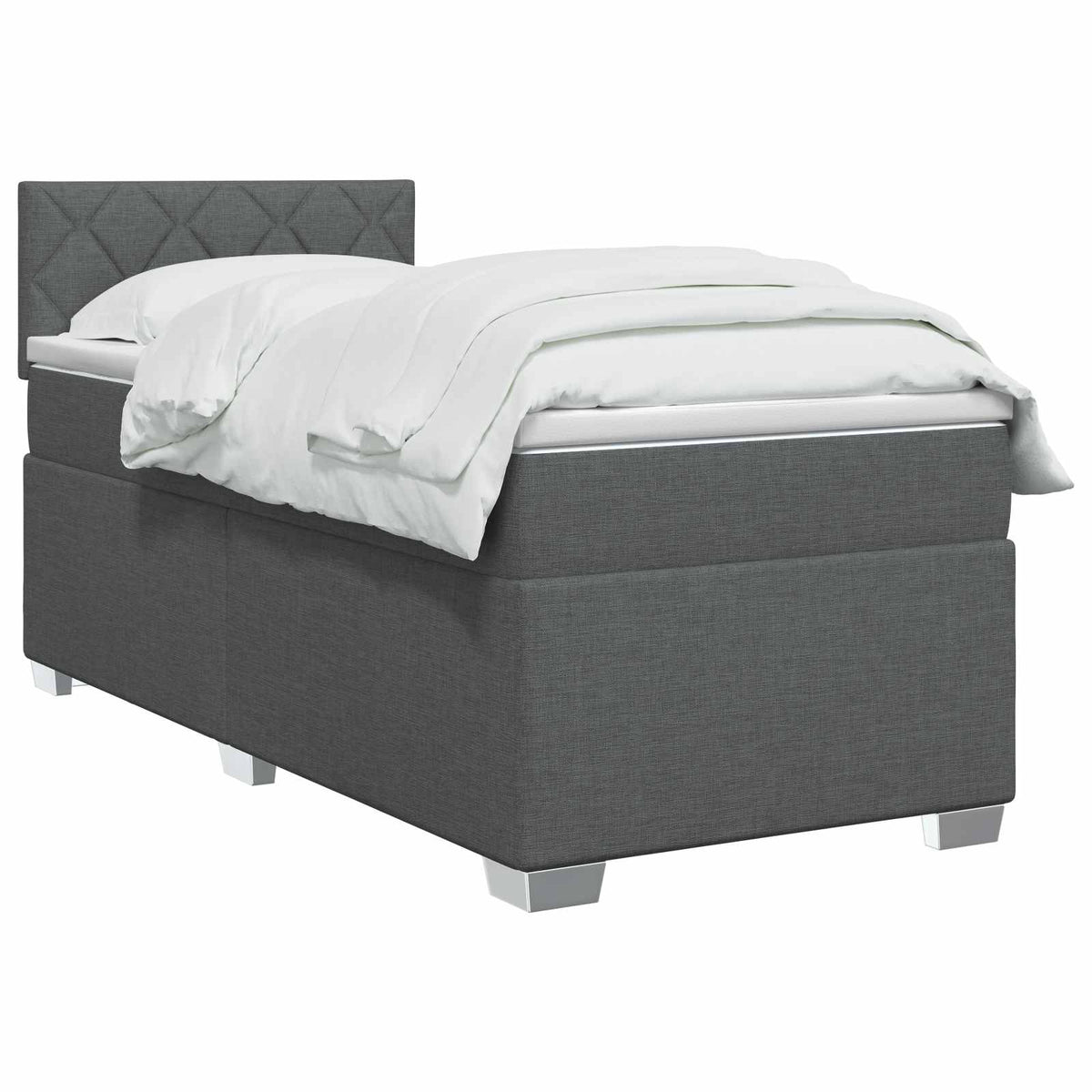 vidaXL Łóżko Box Spring z materacem i LED ciemnoszary 90 x 200 cm