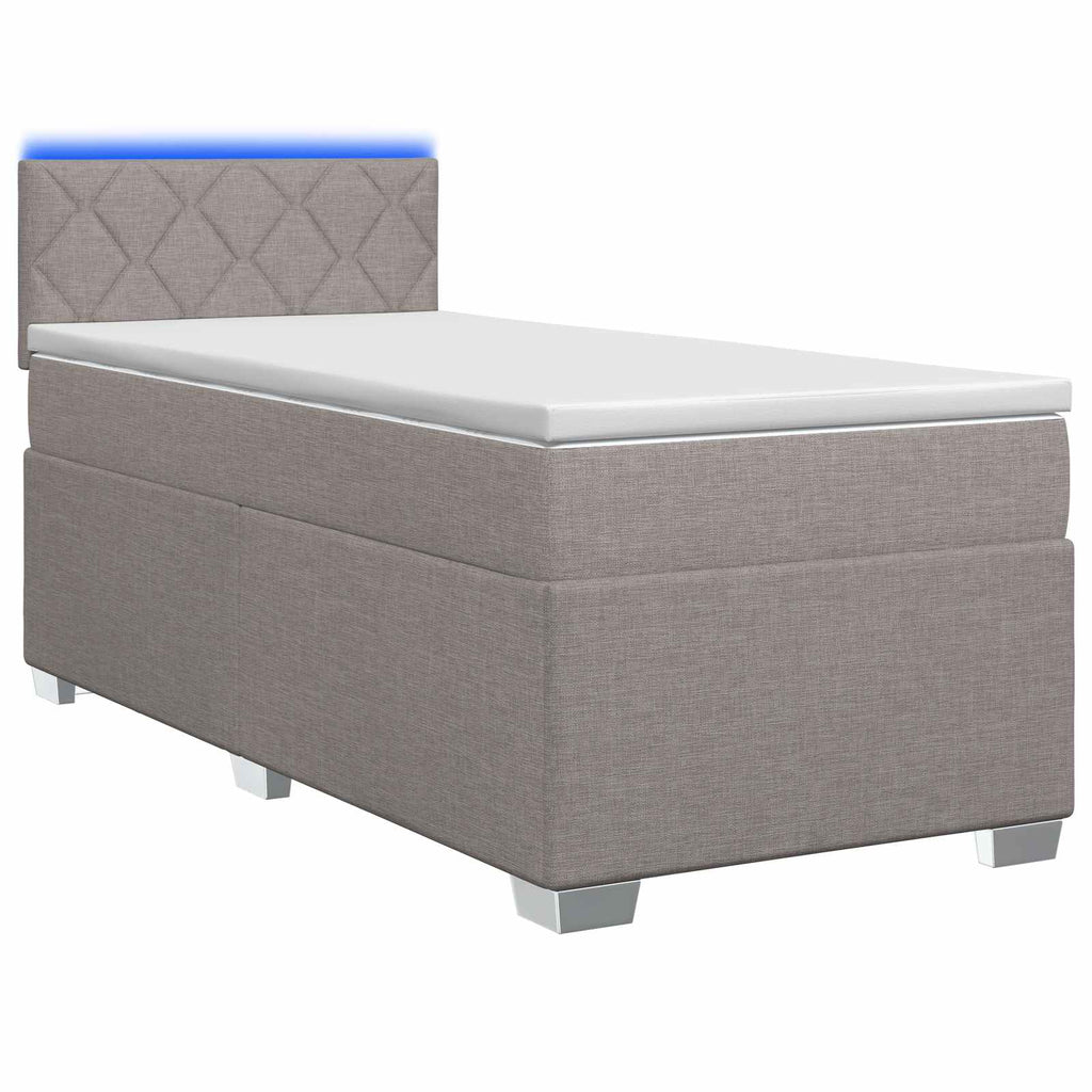vidaXL Łóżko Box Spring z materacem i LED Ciemnoszary 90 x 200 cm