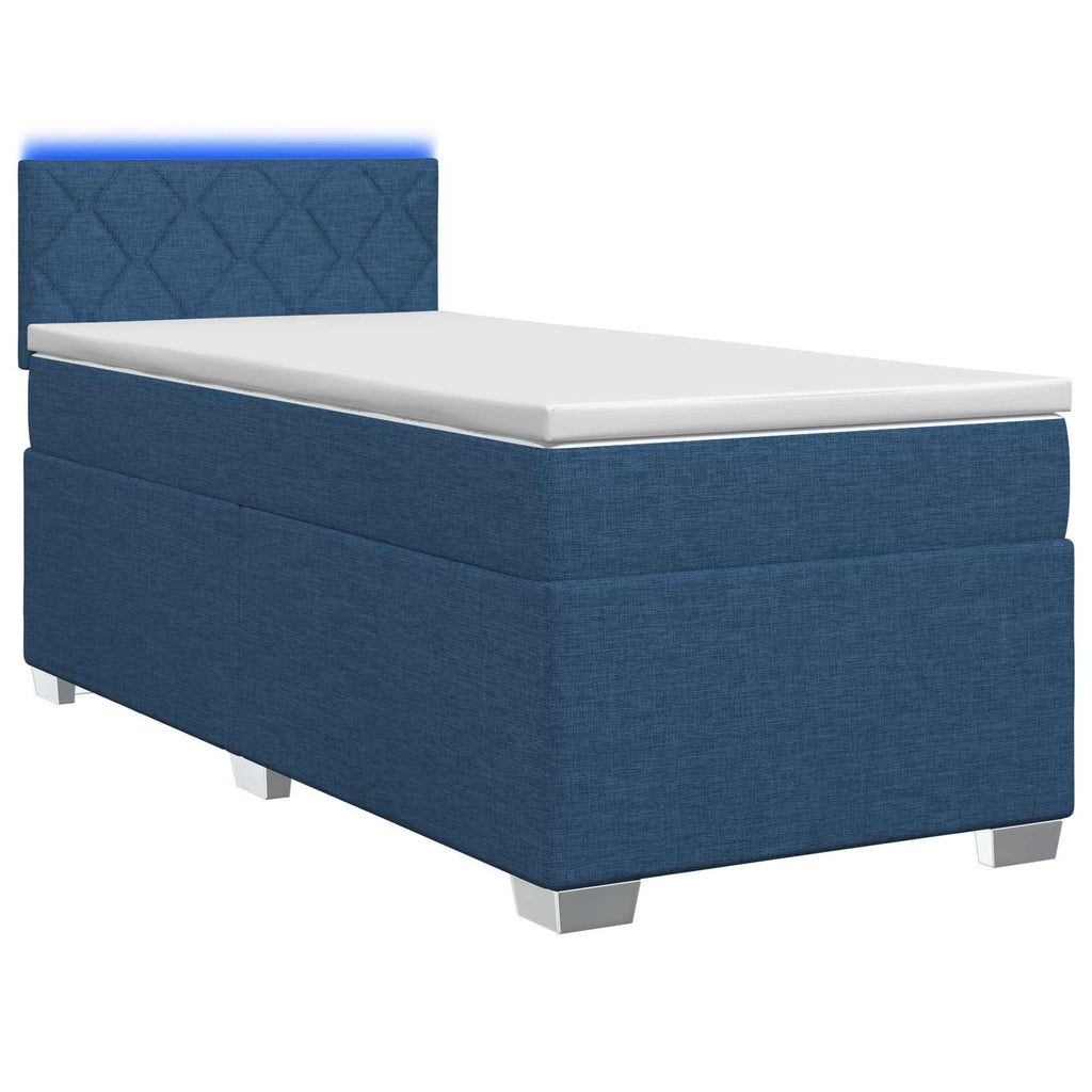 vidaXL Łóżko Box Spring z materacem i LED niebieski 90 x 200 cm