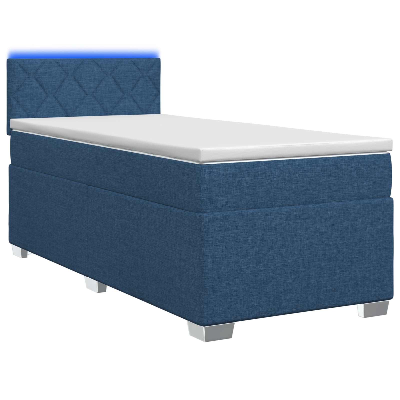 vidaXL Łóżko Box Spring z materacem i LED niebieski 90 x 200 cm