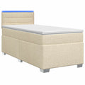 vidaXL Łóżko Box Spring z materacem i LED kremowy 100 x 200 cm tkanina