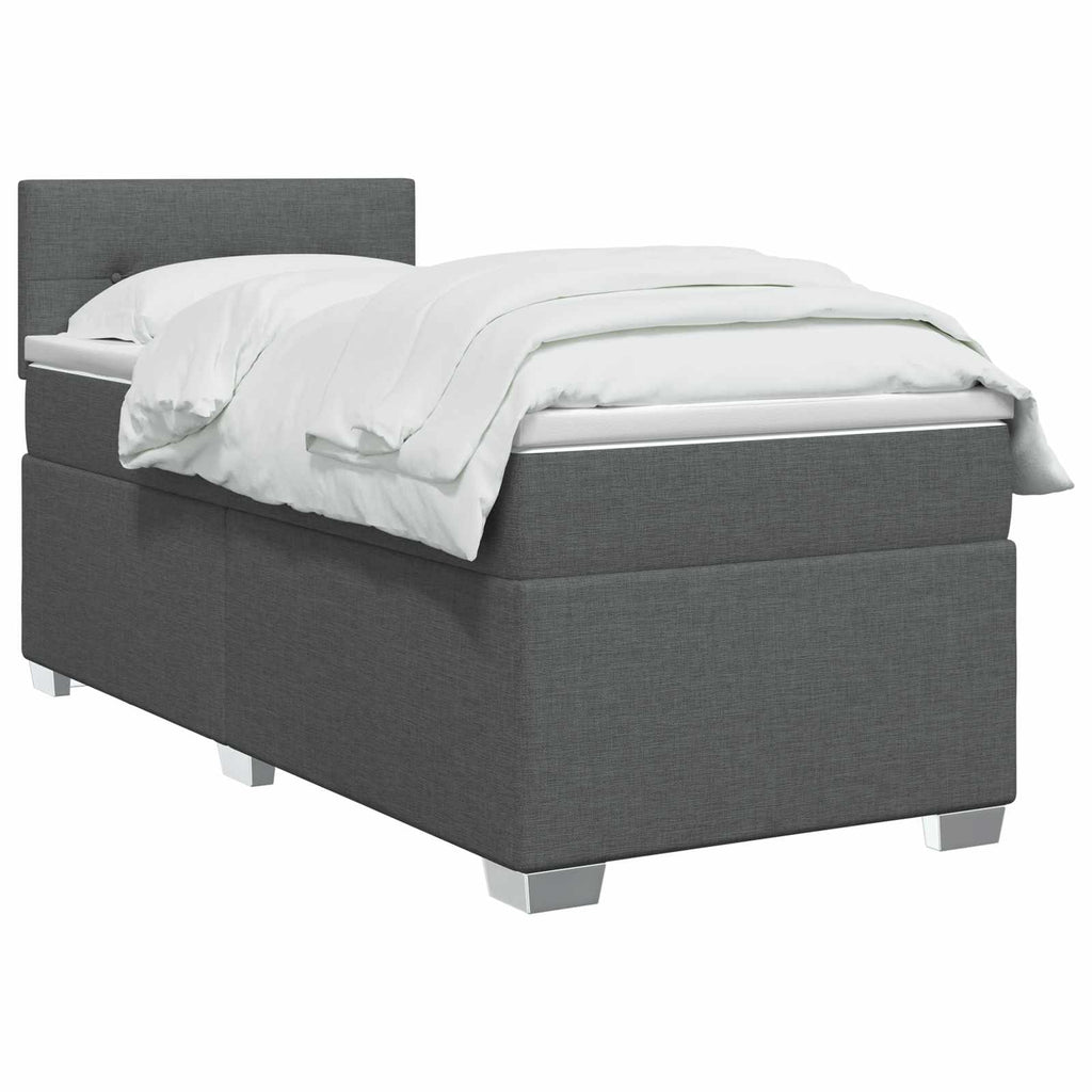vidaXL Łóżko Box Spring z materacem i LED ciemnoszary 100 x 200 cm
