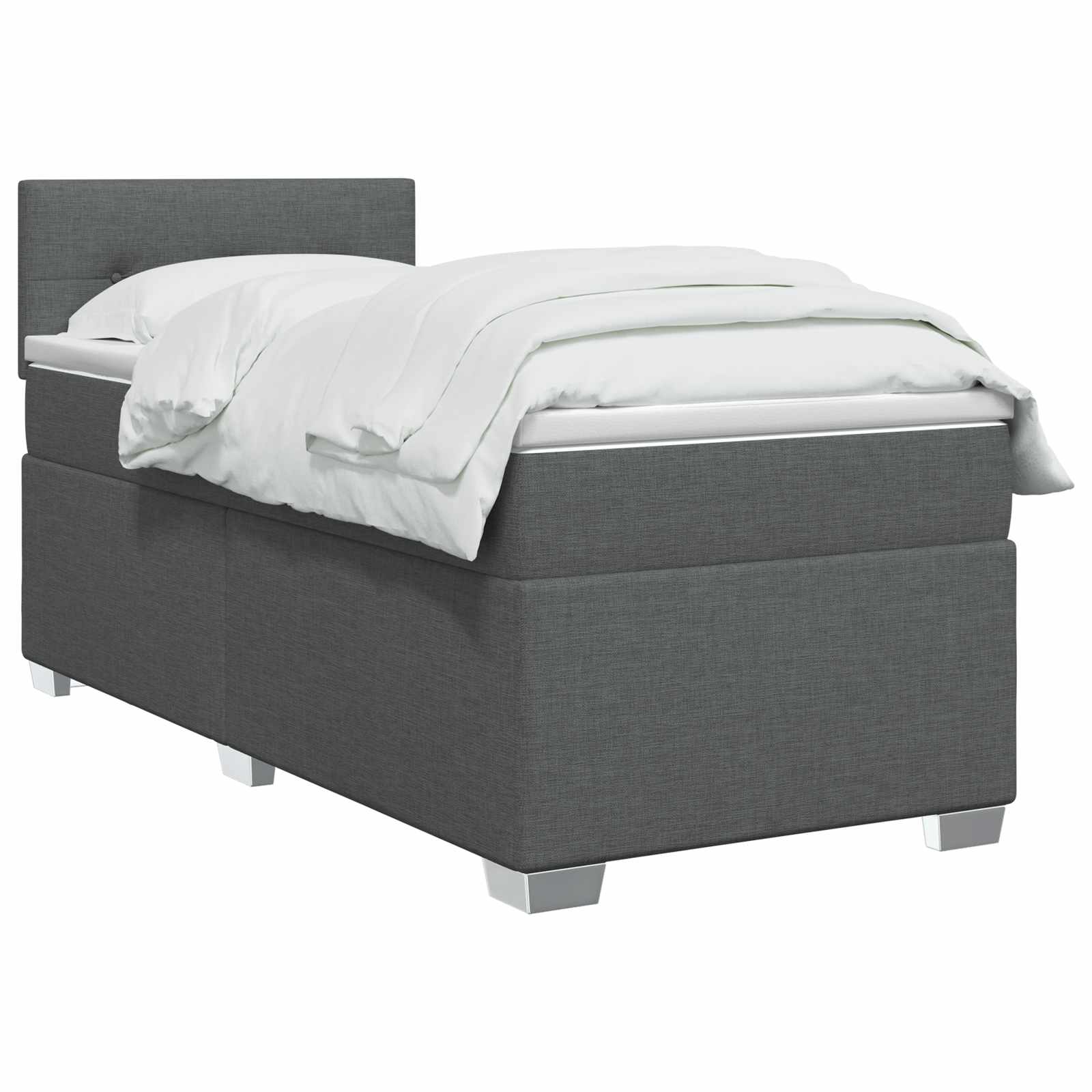 vidaXL Łóżko Box Spring z materacem i LED ciemnoszary 100 x 200 cm