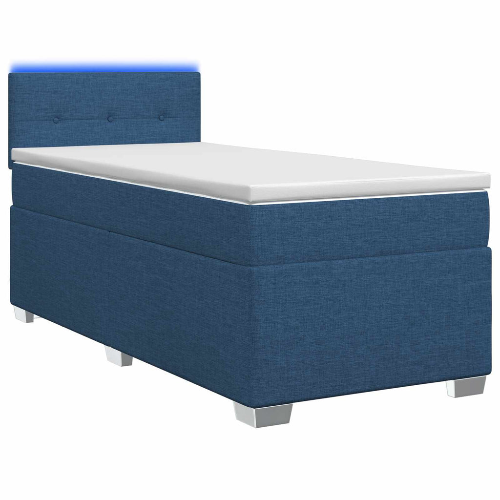 vidaXL Łóżko Box Spring z materacem i LED niebieski 100 x 200 cm