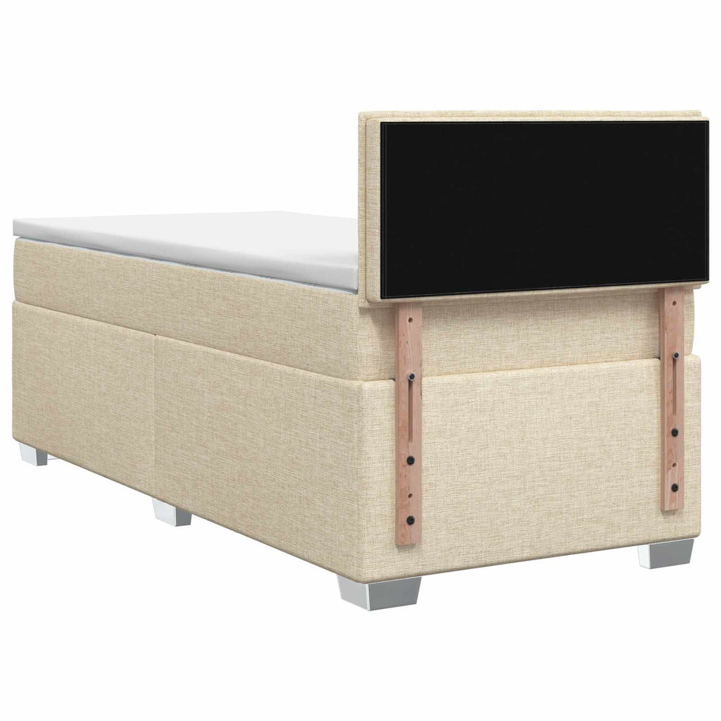 vidaXL Łóżko Box Spring z materacem i LED kremowy 100 x 200 cm tkanina