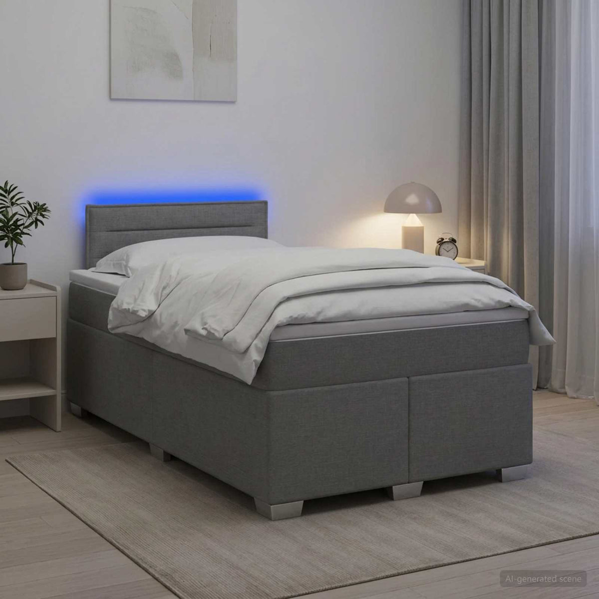 vidaXL Łóżko Box Spring z materacem i LED jasnoszary 120 x 200 cm
