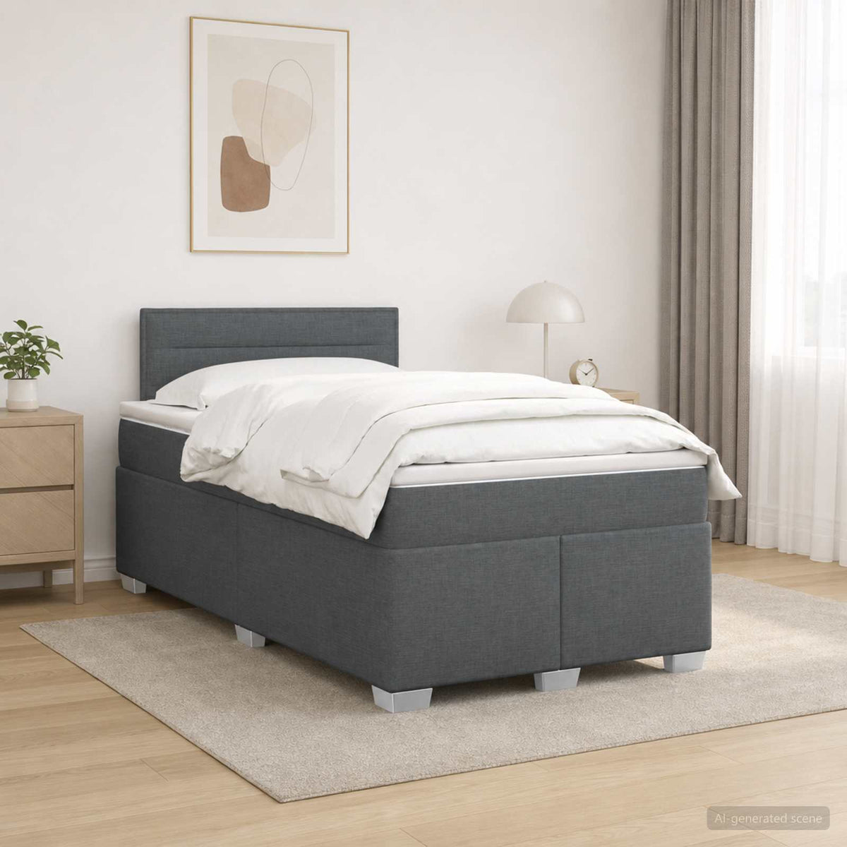vidaXL Łóżko Box Spring z materacem i LED ciemnoszary 120 x 190 cm