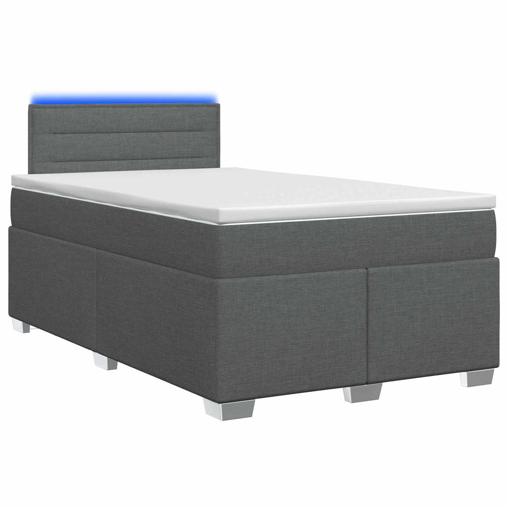 vidaXL Łóżko Box Spring z materacem i LED ciemnoszary 120 x 190 cm