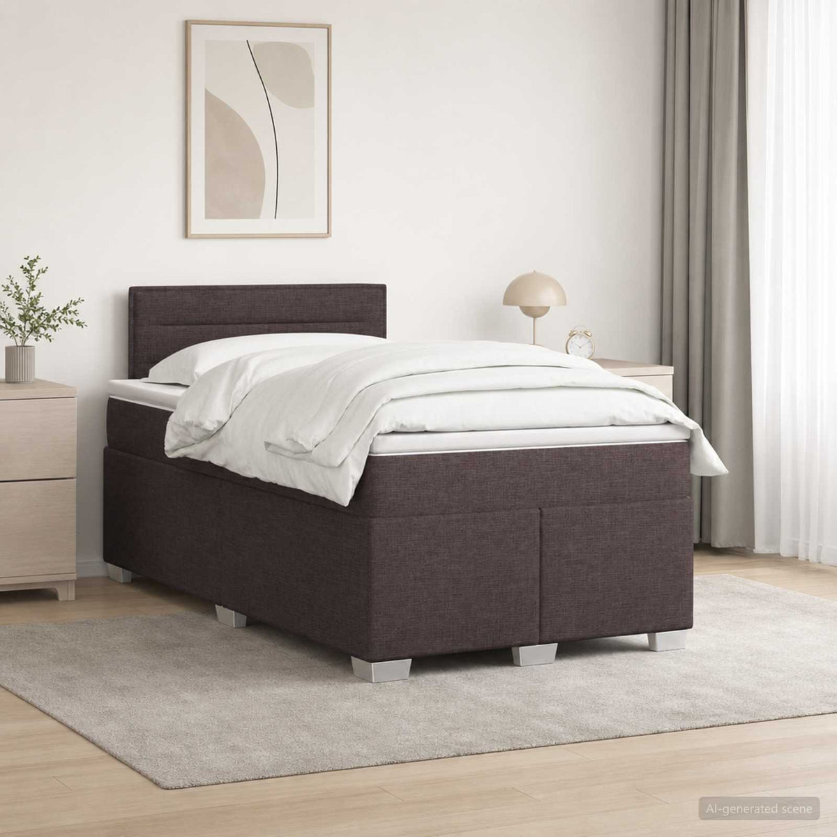 vidaXL Łóżko Box Spring z materacem i LED Ciemny brąz 120 x 190 cm