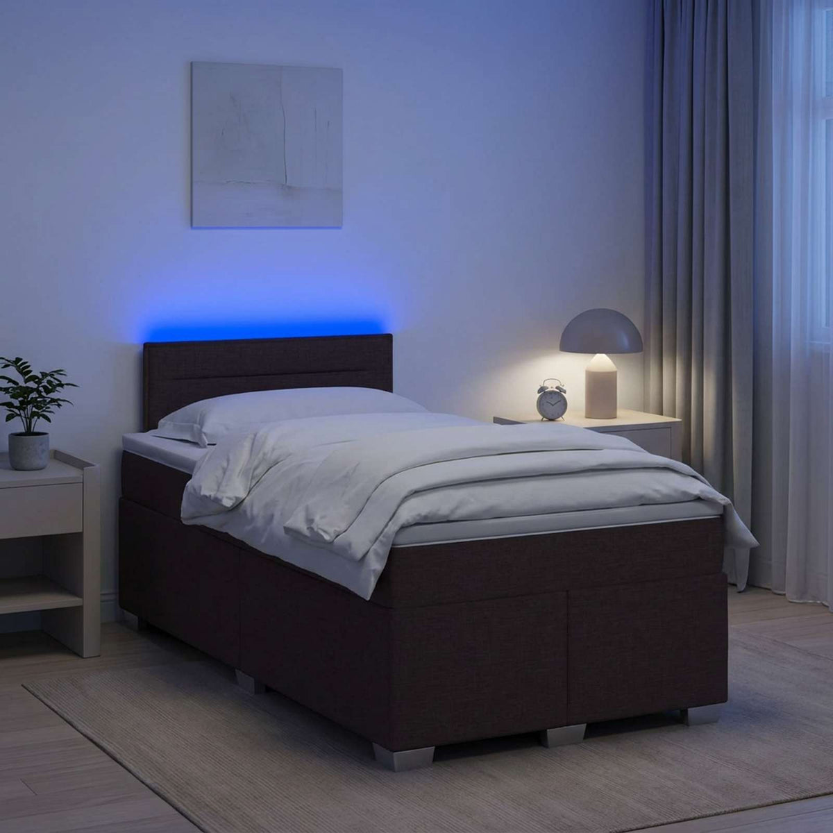 vidaXL Łóżko Box Spring z materacem i LED Ciemny brąz 120 x 190 cm