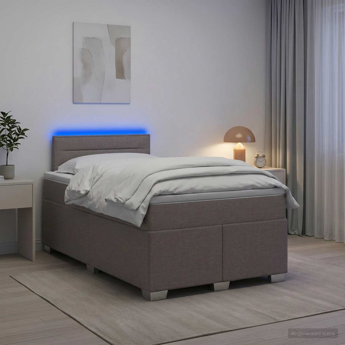 vidaXL Łóżko Box Spring z materacem i LED Ciemnoszary 120 x 200 cm