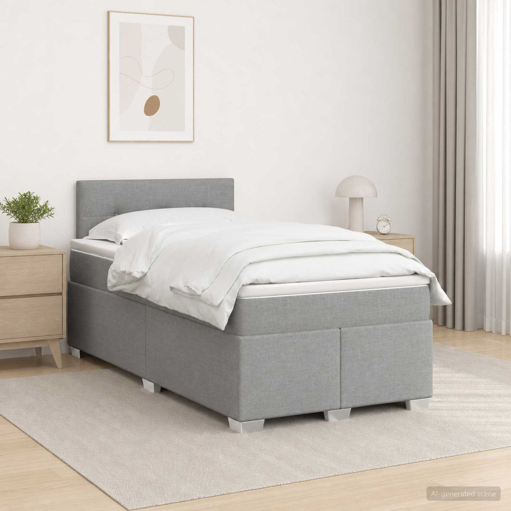 vidaXL Łóżko Box Spring z materacem i LED jasnoszary 120 x 200 cm