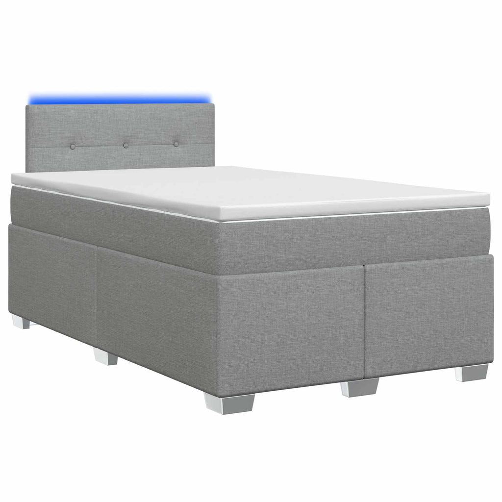 vidaXL Łóżko Box Spring z materacem i LED jasnoszary 120 x 190 cm