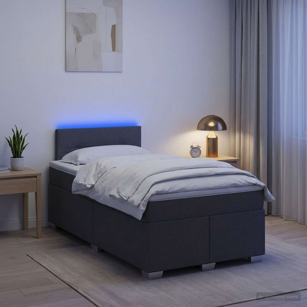 vidaXL Łóżko Box Spring z materacem i LED ciemnoszary 120 x 200 cm