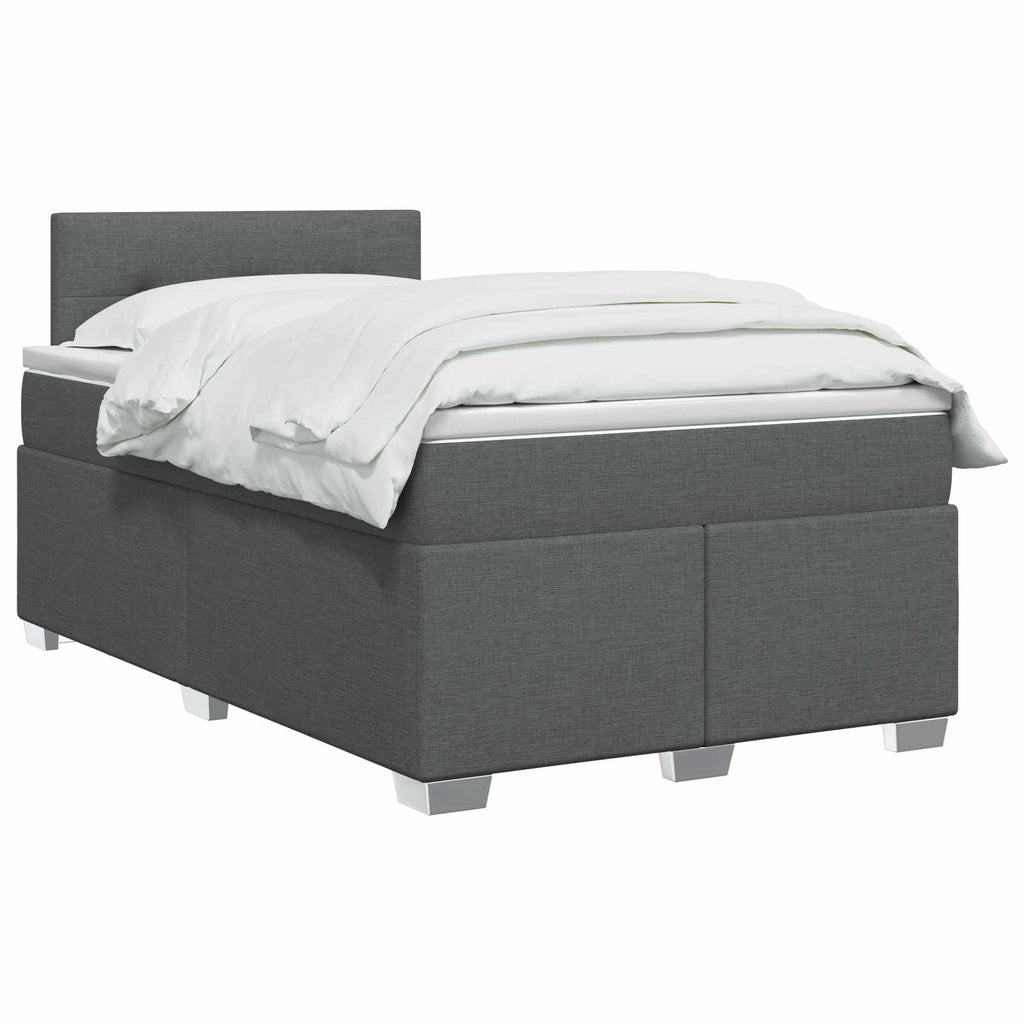 vidaXL Łóżko Box Spring z materacem i LED ciemnoszary 120 x 190 cm