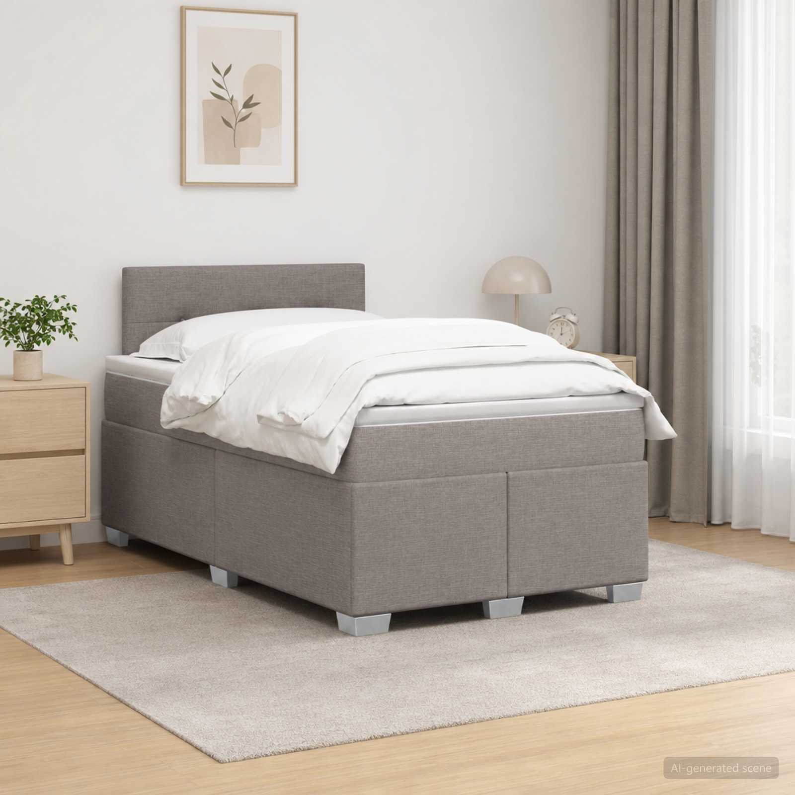 vidaXL Łóżko Box Spring z materacem i LED Ciemnoszary 120 x 190 cm