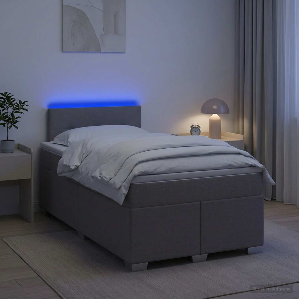 vidaXL Łóżko Box Spring z materacem i LED Ciemnoszary 120 x 200 cm