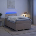 vidaXL Łóżko Box Spring z materacem i LED kremowy 120 x 200 cm tkanina