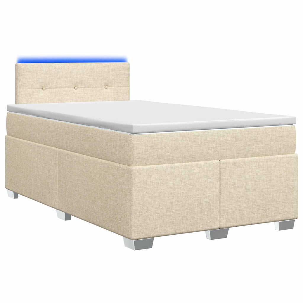 vidaXL Łóżko Box Spring z materacem i LED kremowy 120 x 190 cm tkanina