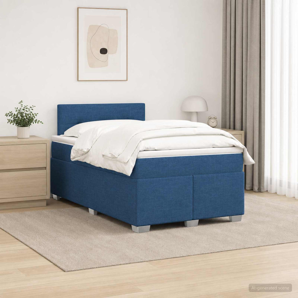 vidaXL Łóżko Box Spring z materacem i LED niebieski 120 x 190 cm