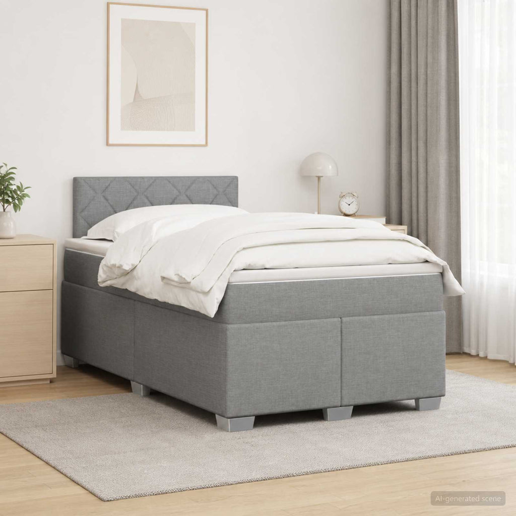 vidaXL Łóżko Box Spring z materacem i LED jasnoszary 120 x 190 cm