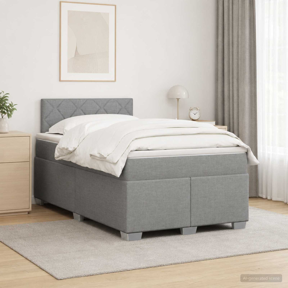 vidaXL Łóżko Box Spring z materacem i LED jasnoszary 120 x 190 cm
