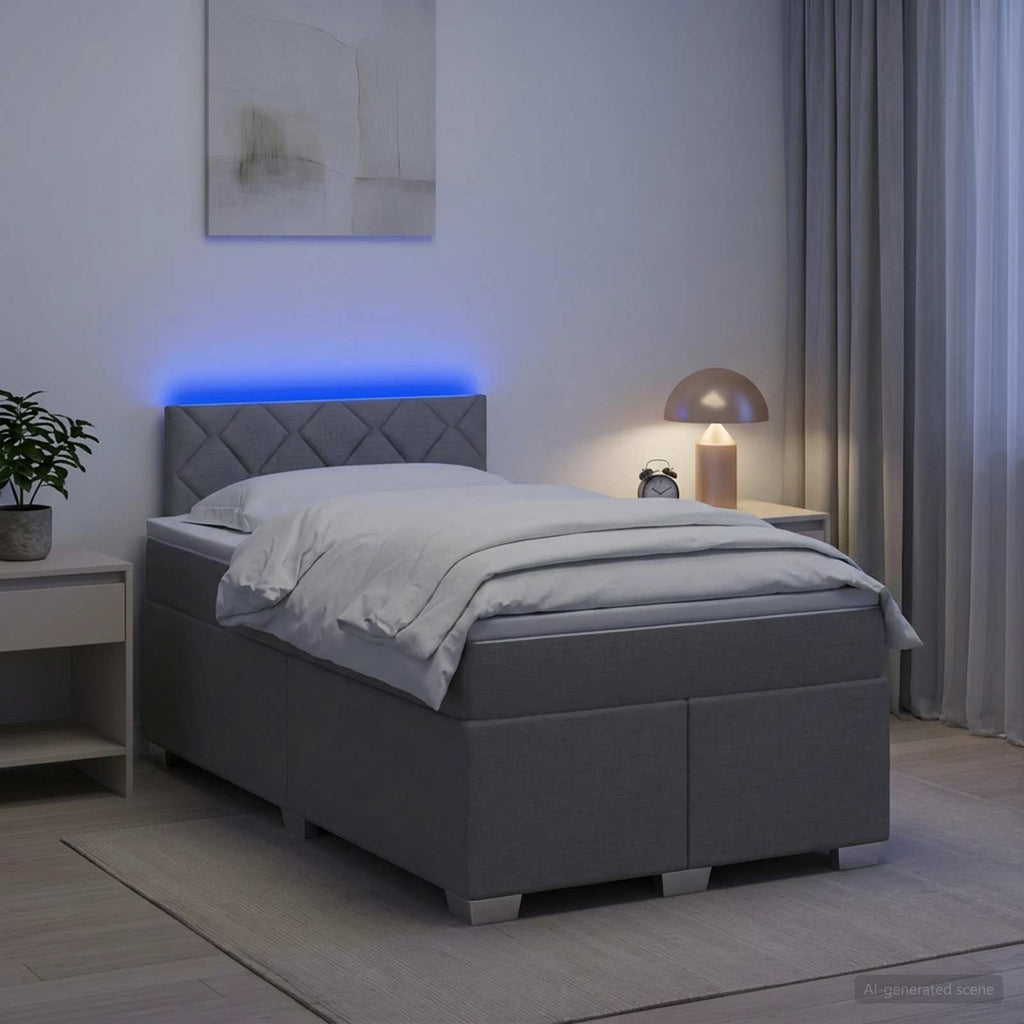 vidaXL Łóżko Box Spring z materacem i LED jasnoszary 120 x 200 cm