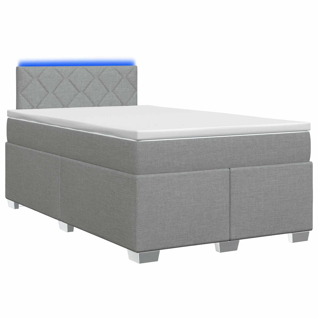 vidaXL Łóżko Box Spring z materacem i LED jasnoszary 120 x 190 cm