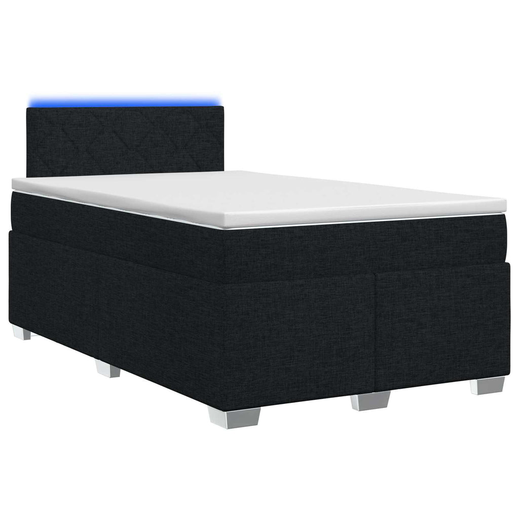 vidaXL Łóżko Box Spring z materacem i LED Czarny 120 x 190 cm tkanina