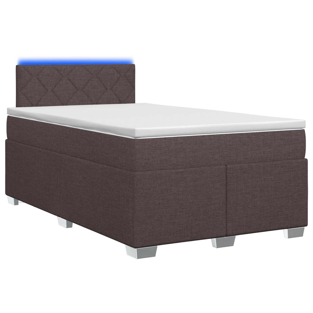 vidaXL Łóżko Box Spring z materacem i LED Ciemny brąz 120 x 190 cm
