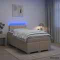 vidaXL Łóżko Box Spring z materacem i LED kremowy 120 x 200 cm tkanina