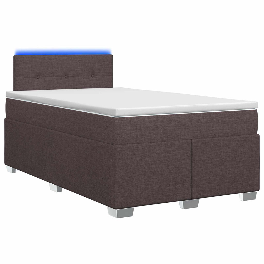 vidaXL Łóżko Box Spring z materacem i LED Ciemny brąz 120 x 200 cm