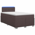 vidaXL Łóżko Box Spring z materacem i LED Ciemny brąz 120 x 200 cm