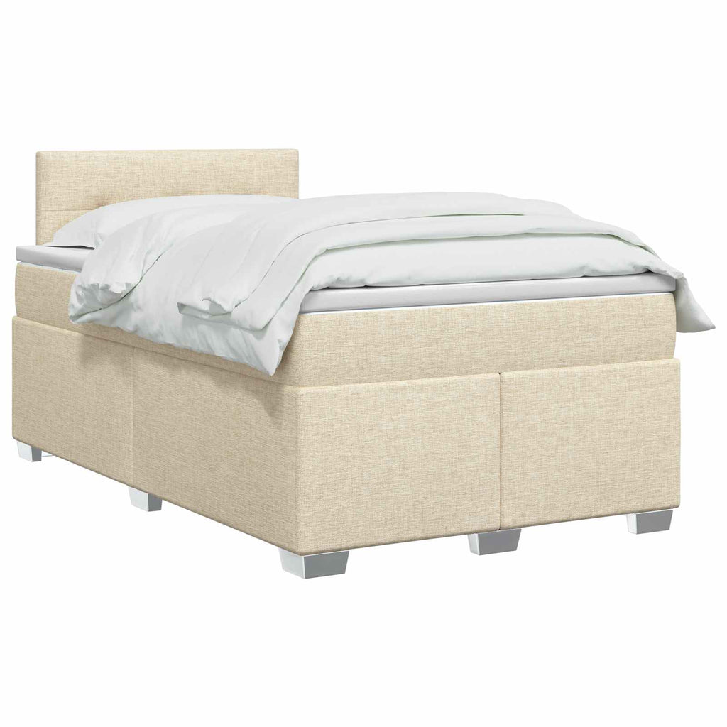 vidaXL Łóżko Box Spring z materacem i LED kremowy 120 x 200 cm tkanina