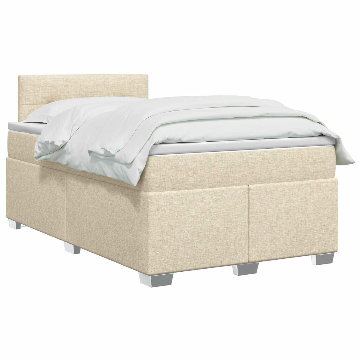 vidaXL Łóżko Box Spring z materacem i LED kremowy 120 x 200 cm tkanina