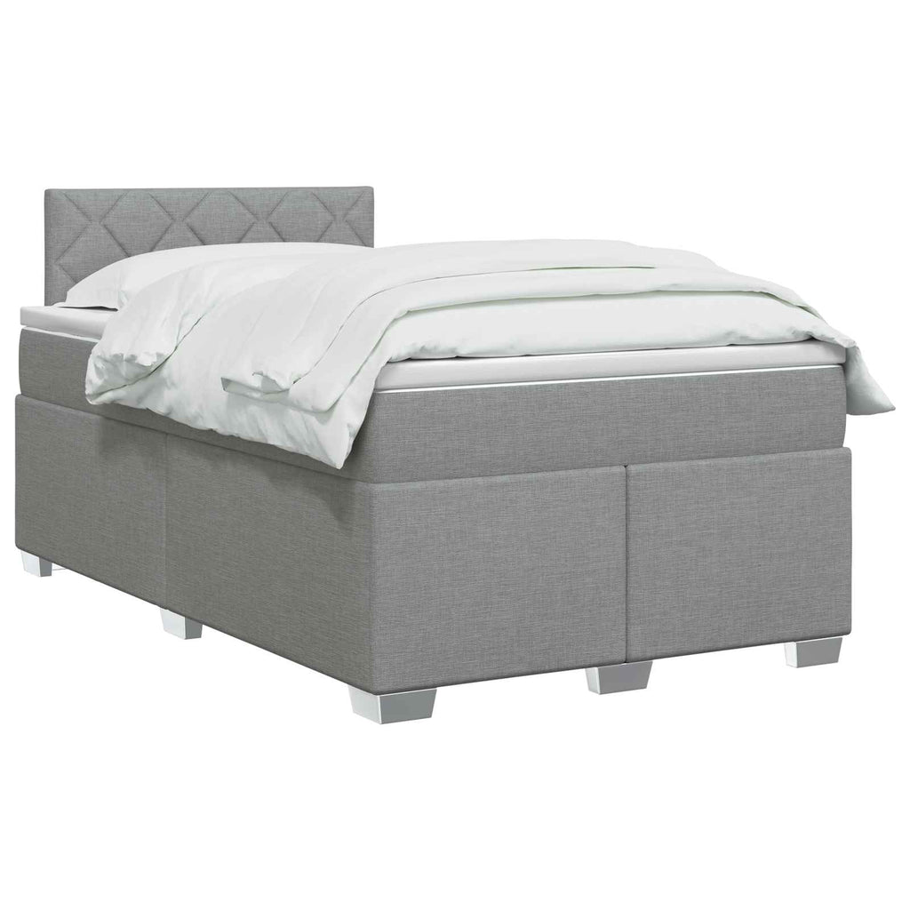 vidaXL Łóżko Box Spring z materacem i LED jasnoszary 120 x 200 cm