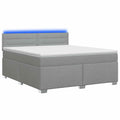 vidaXL Łóżko Box Spring z materacem i LED jasnoszary 140 x 190 cm