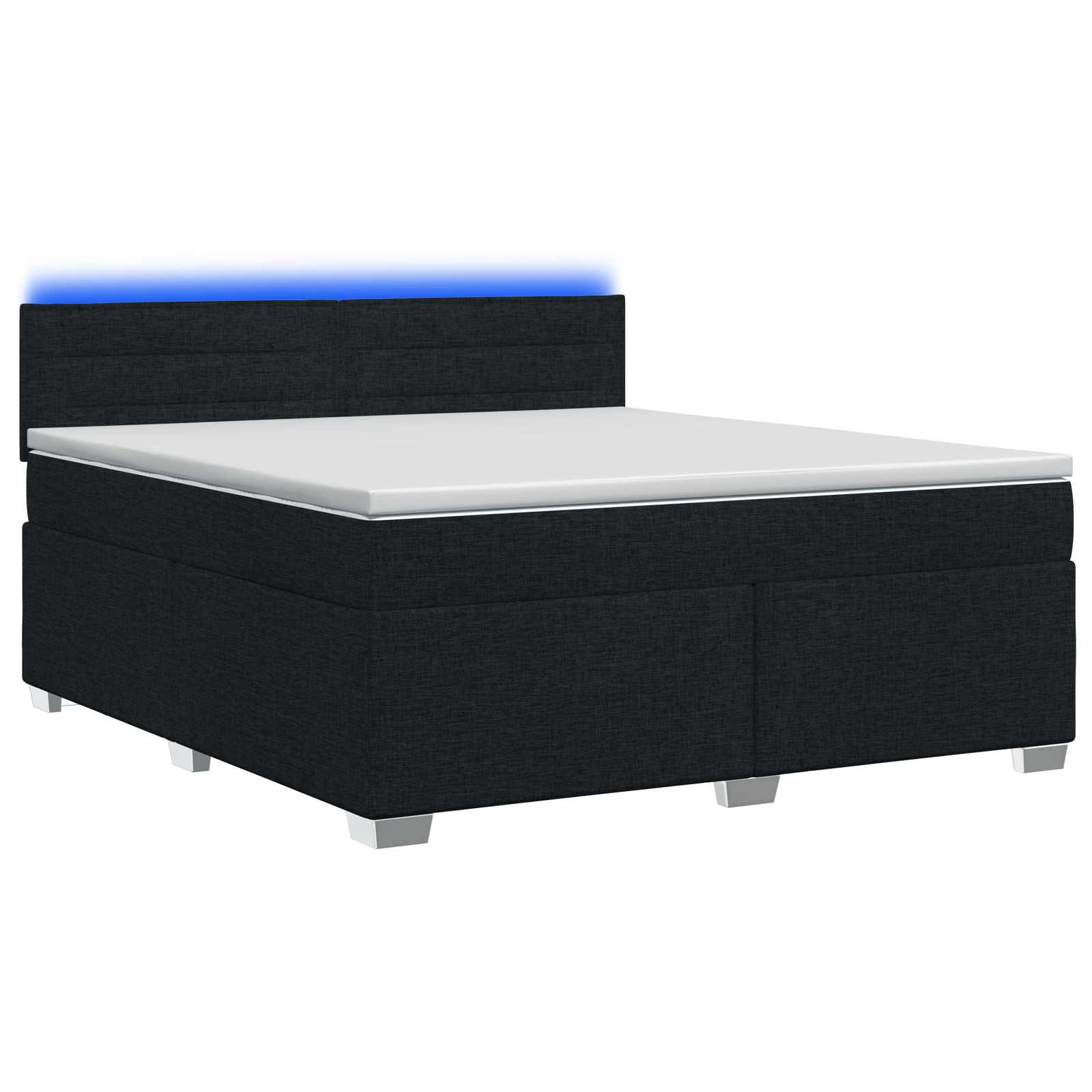 vidaXL Łóżko Box Spring z materacem i LED Czarny 140 x 190 cm tkanina
