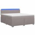 vidaXL Łóżko Box Spring z materacem i LED Ciemnoszary 140 x 190 cm