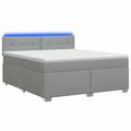 vidaXL Łóżko Box Spring z materacem i LED jasnoszary 140 x 190 cm