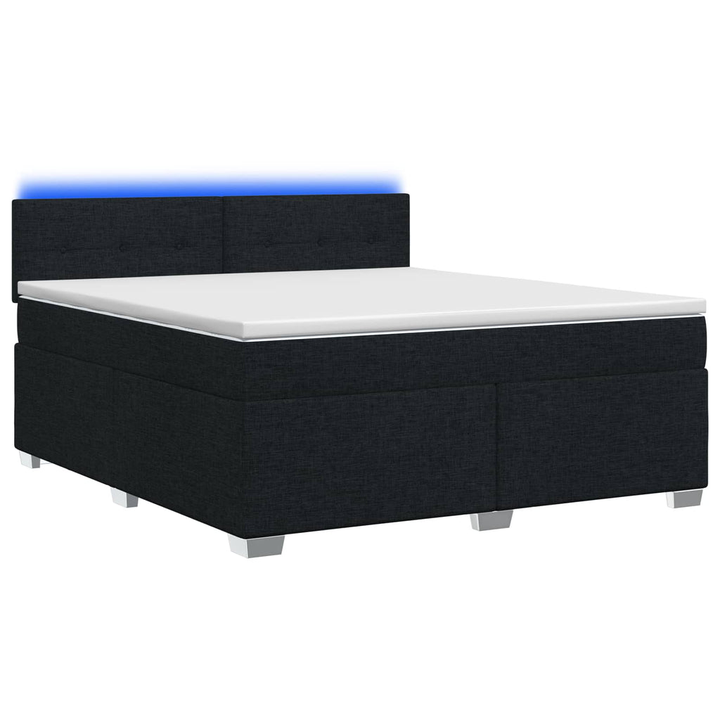 vidaXL Łóżko Box Spring z materacem i LED Czarny 140 x 190 cm tkanina
