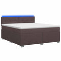 vidaXL Łóżko Box Spring z materacem i LED Ciemny brąz 140 x 190 cm