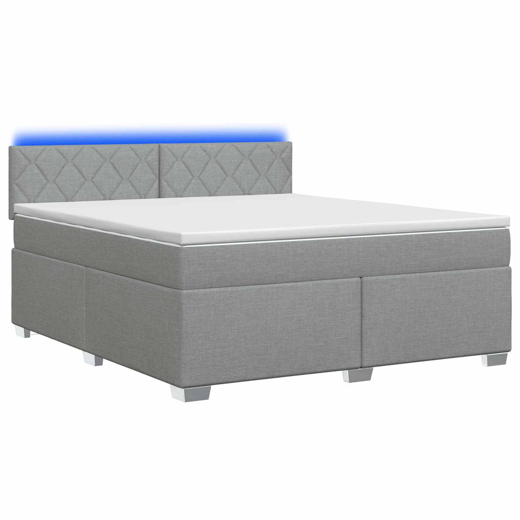 vidaXL Łóżko Box Spring z materacem i LED jasnoszary 140 x 190 cm