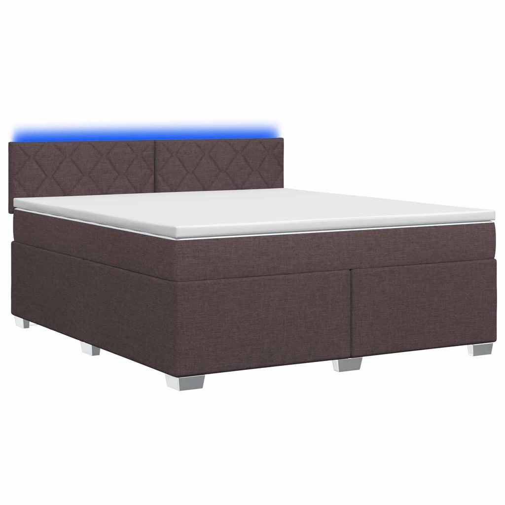 vidaXL Łóżko Box Spring z materacem i LED Ciemny brąz 140 x 190 cm